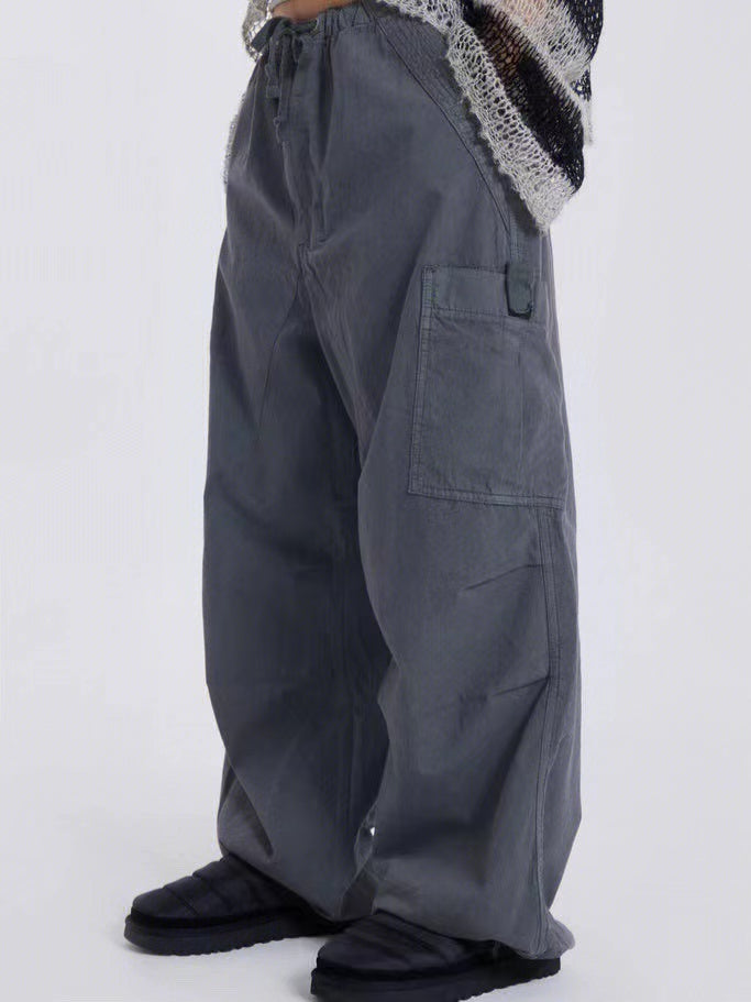 Gray Overalls Loose Retro Casual Wide-leg Pants