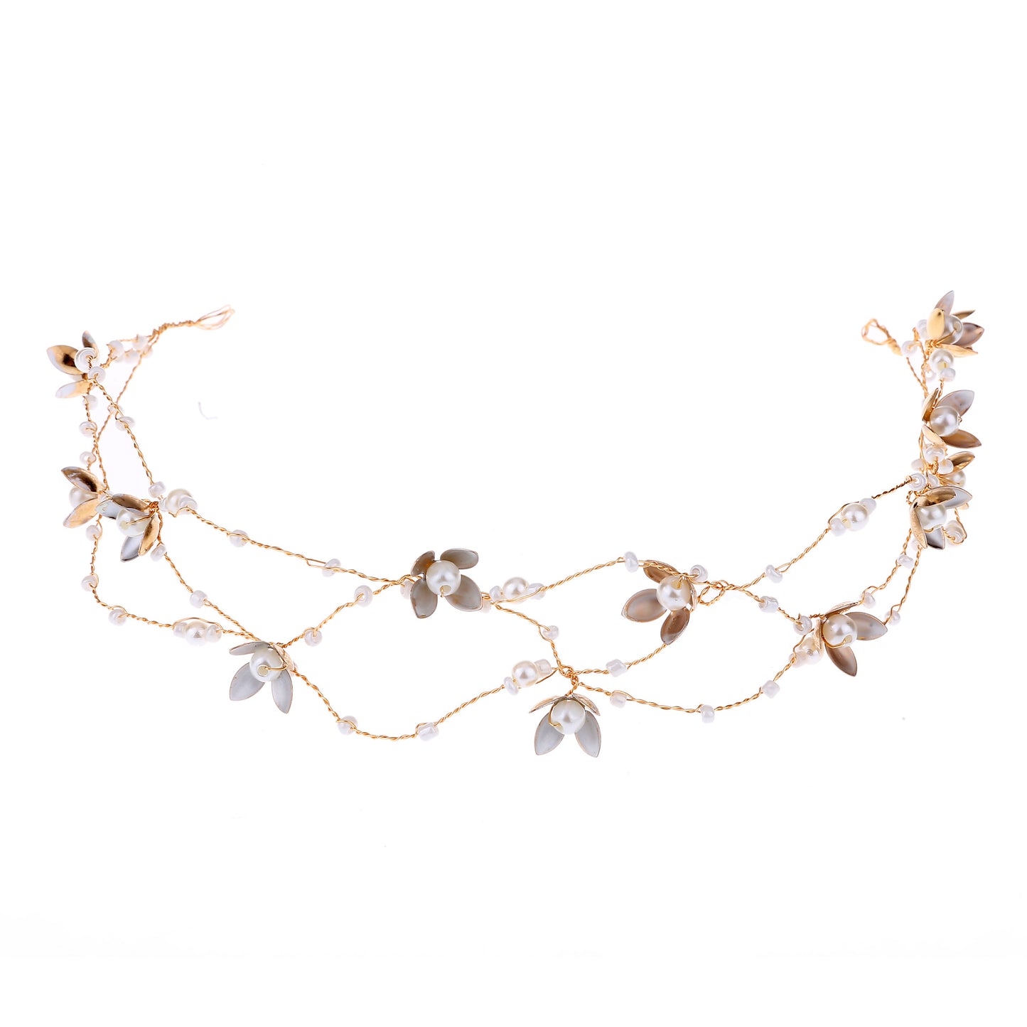 Korean Handmade Flower Beading Bridal Headdress Hair Band Elegant