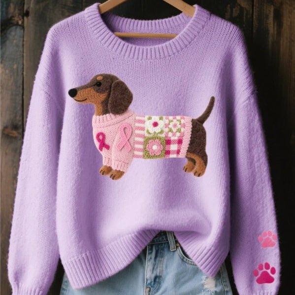 Womens Printed Crew-Neck Faux Sweater Top