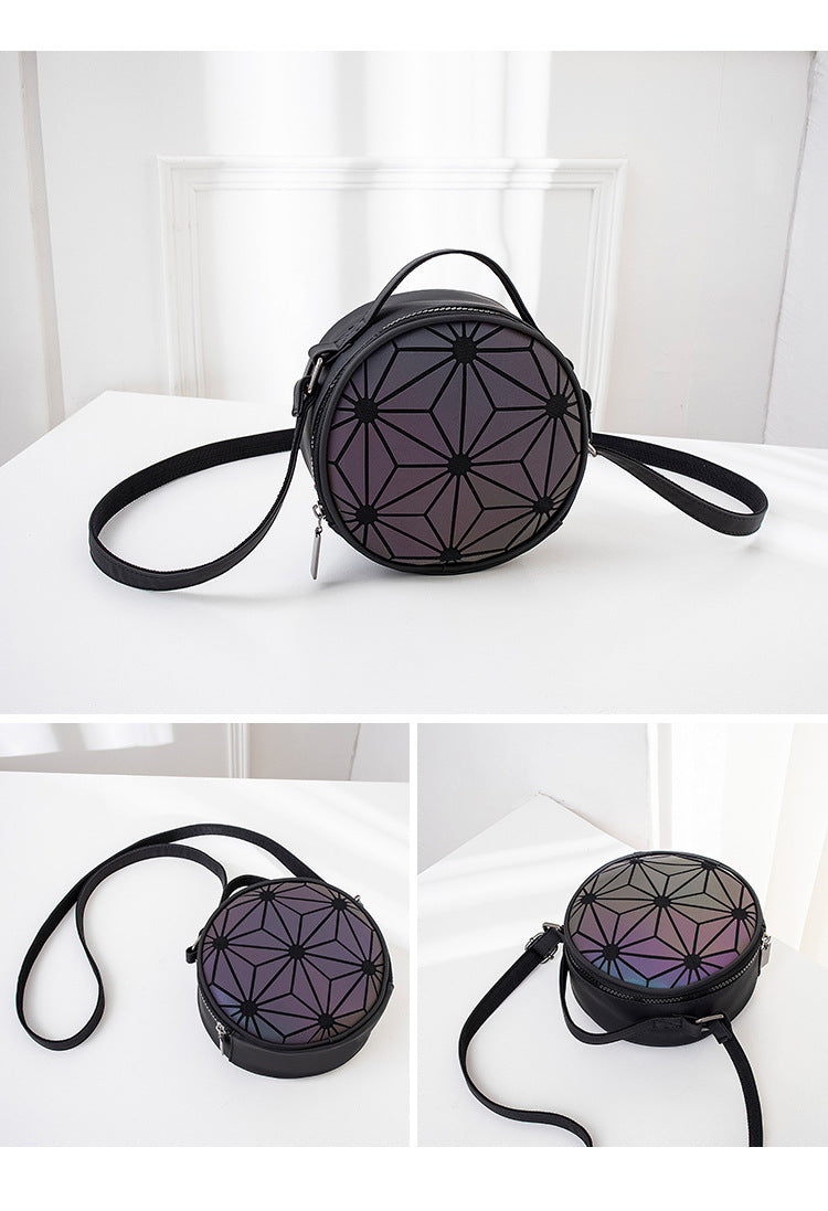 Korean Style Rhombus Luminous Bag Ladies New Round Crossbody Bag Small Round Bag