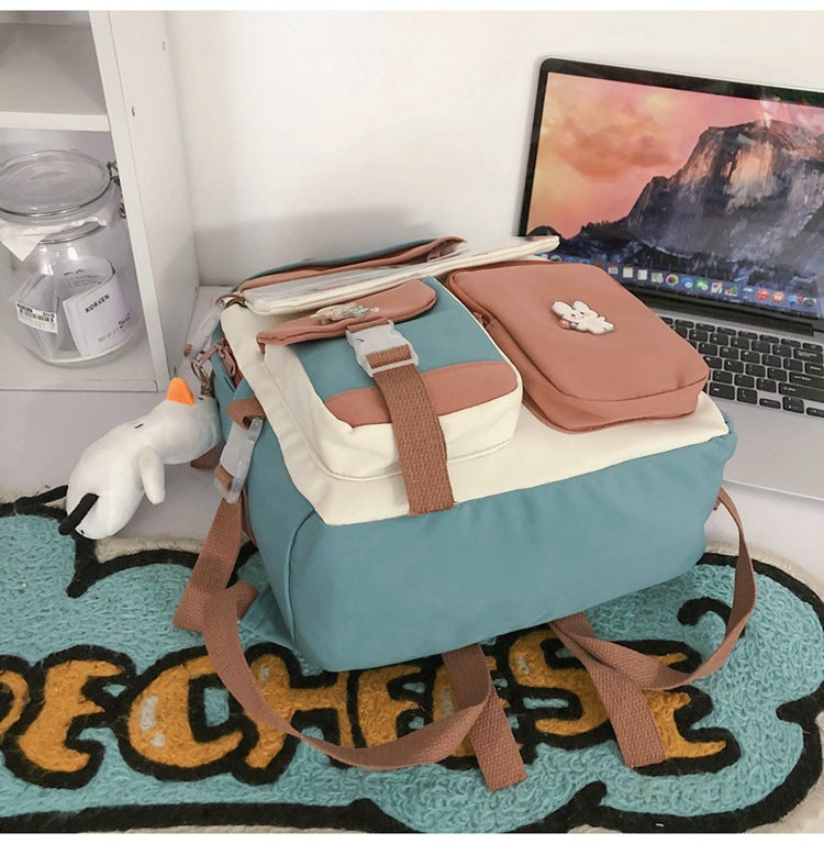 Junior High School Students Hit Color Ins Cute Large-capacity Transparent Backpack