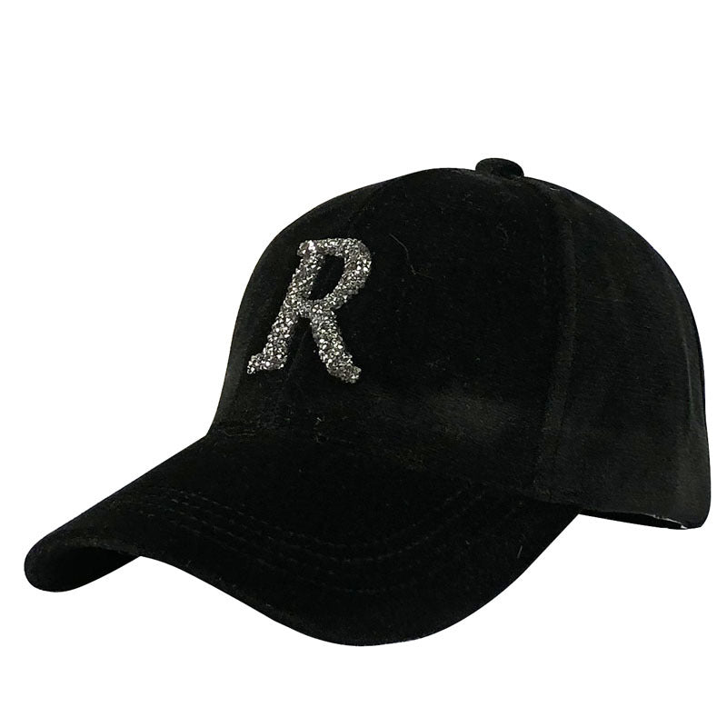 Letter Gold Velvet Baseball Cap Casual All-match Korean Peaked Cap