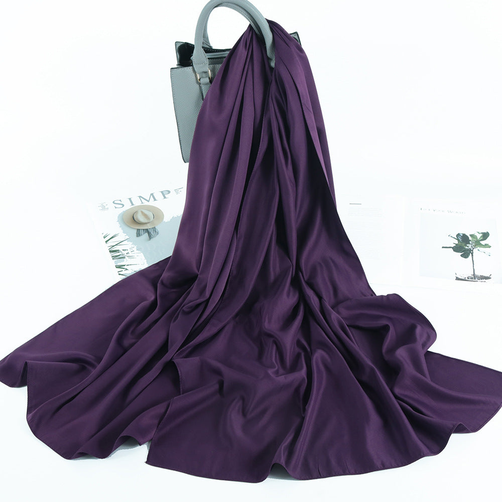 Solid Color Casual Malay Scarf Satin Shawl