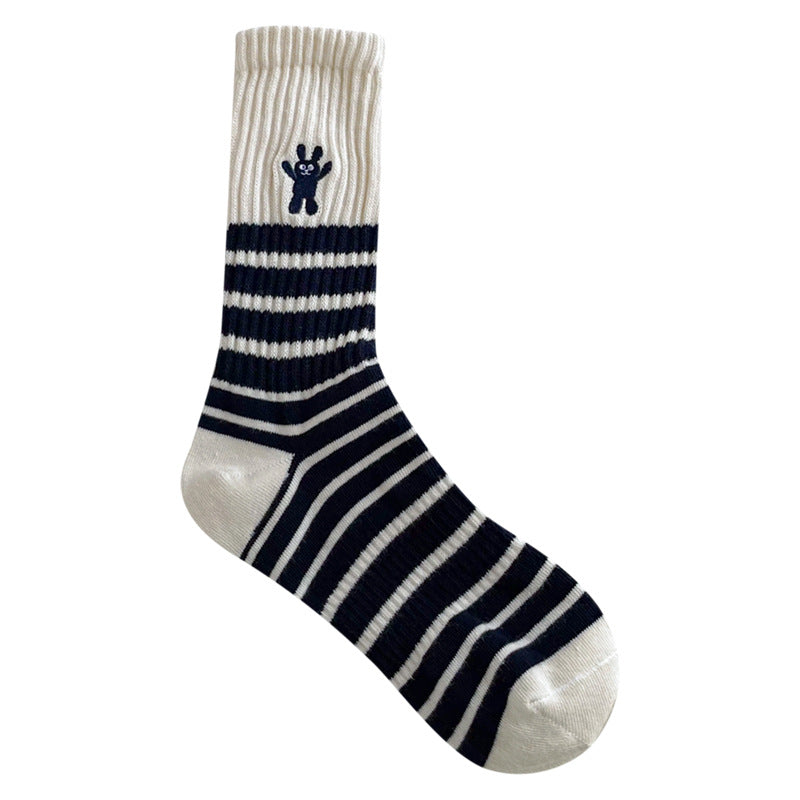 Autumn And Winter Striped Socks Children's Embroidery Trend