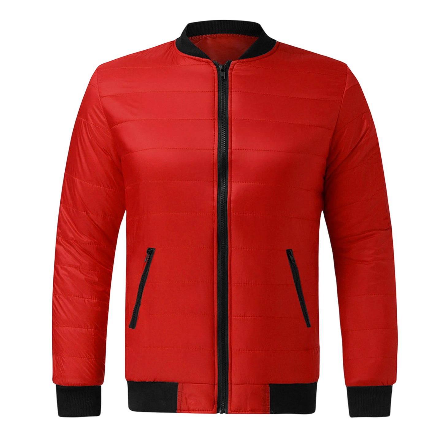 Mens Solid-Color Stand-Up Collar Cotton Padded Jacket Baseball Uniform