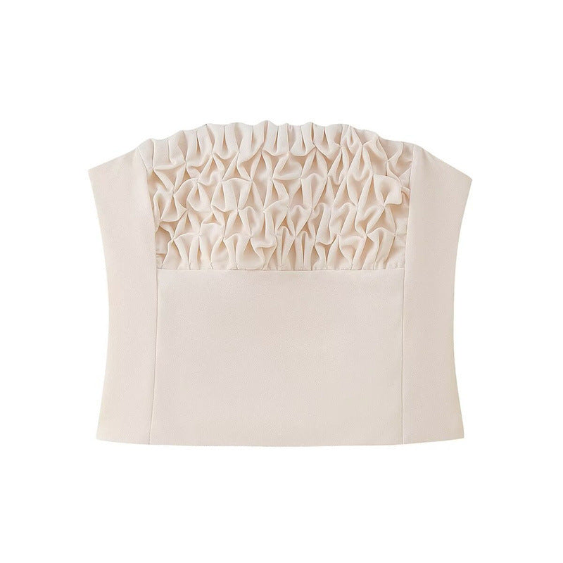 Fashionable Elegant Sexy Floral Decorated Strapless Top And Skirt