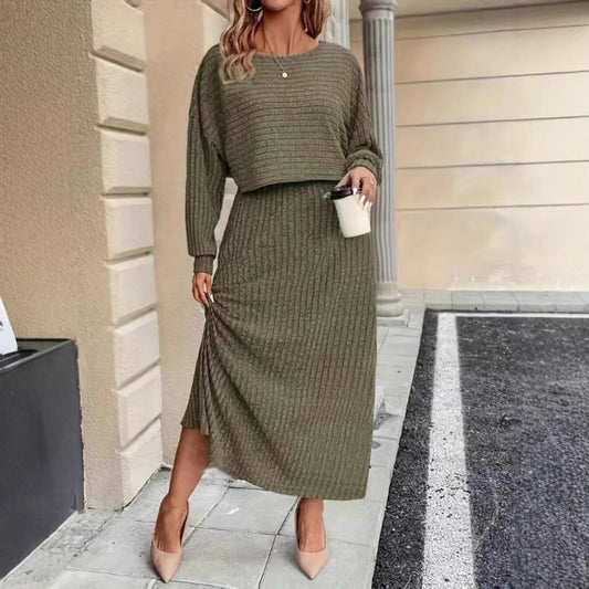 Womens Long-sleeve Top And Dress Set