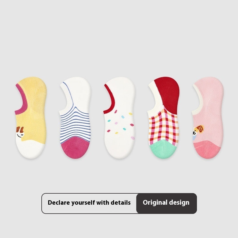 Thin Breathable Retro Color Matching Sweat Absorbing And Deodorant Ankle Socks