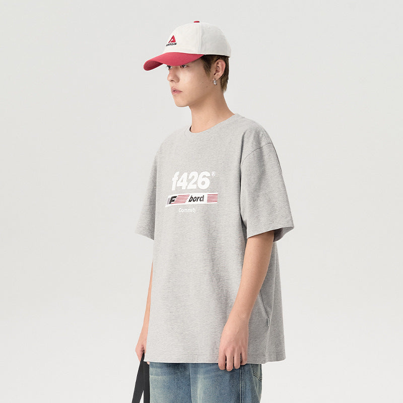 Classic Loose Casual Letter Flag Short Sleeve