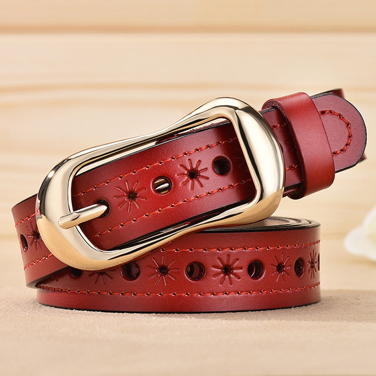 Women's Fashion Versatile Leather Hollow Belt
