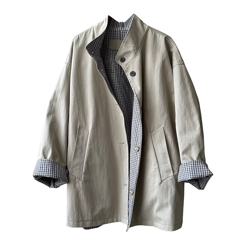 Women's Stand Collar Windbreaker With Both Sides