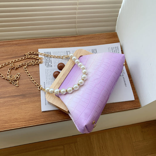 Stone Pattern Pearl One-shoulder Messenger Small Square Bag