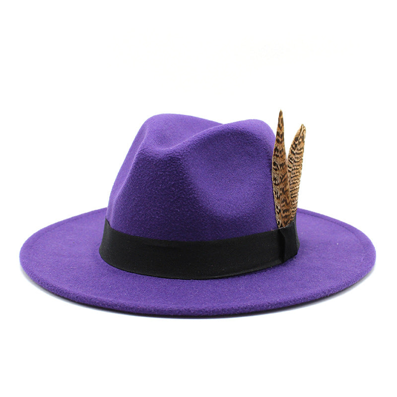 British Style Versatile Flat Border Jazz Hat Woolen
