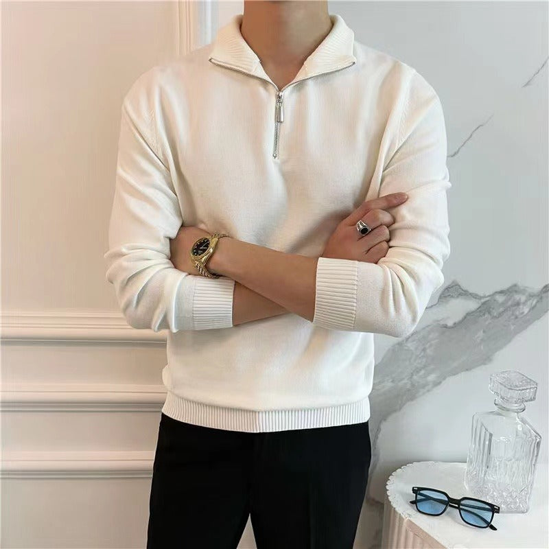Half Turtleneck Zipper Bottoming Sweater Men Pullover All-matching