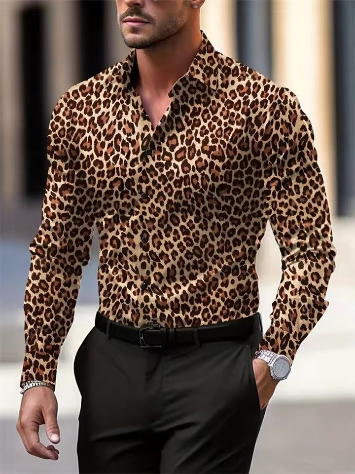 Men's Long Sleeve Shirt Palm Tree And Striped Printed Shirt Everyday Fashion Men's Casual Shirt