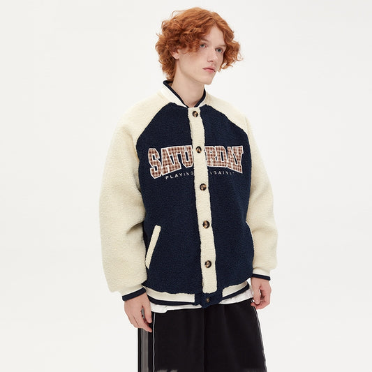 Contrast Color Raglan Sleeve Baseball Uniform Cotton Clothes Couple Wear Retro