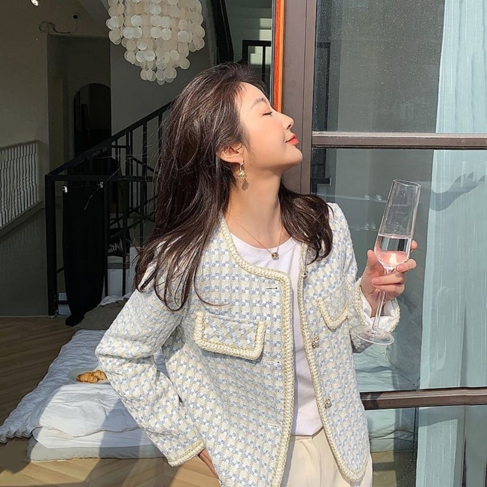 Tweed Jacket Spring And Autumn Ladies Short All-match Western Style Fried Street Top