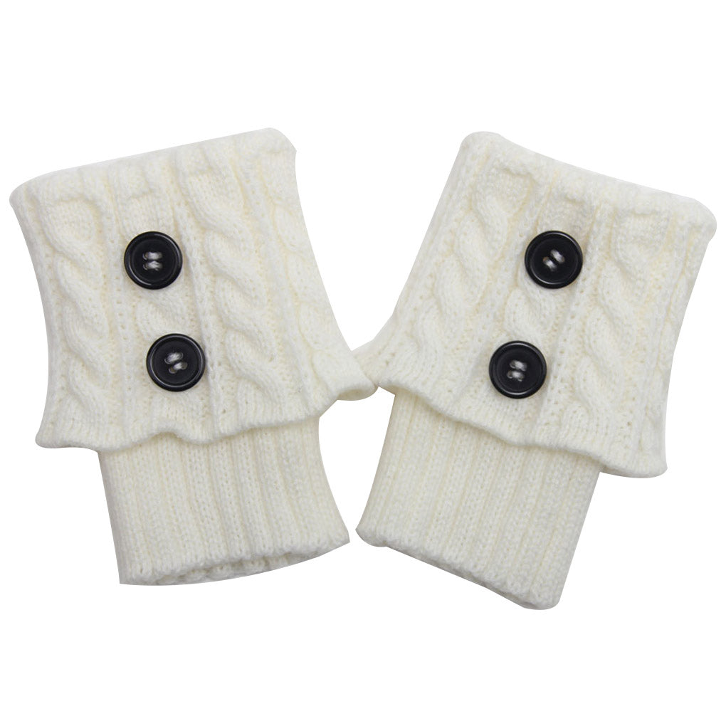 Women's Knitted Wool Short Twist Flap Button Ankle Cover
