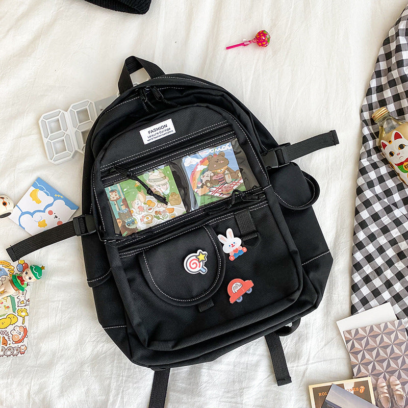 Backpack Bag For School Girls Waterproof Nylon Transparent Shoulder Travel Bag