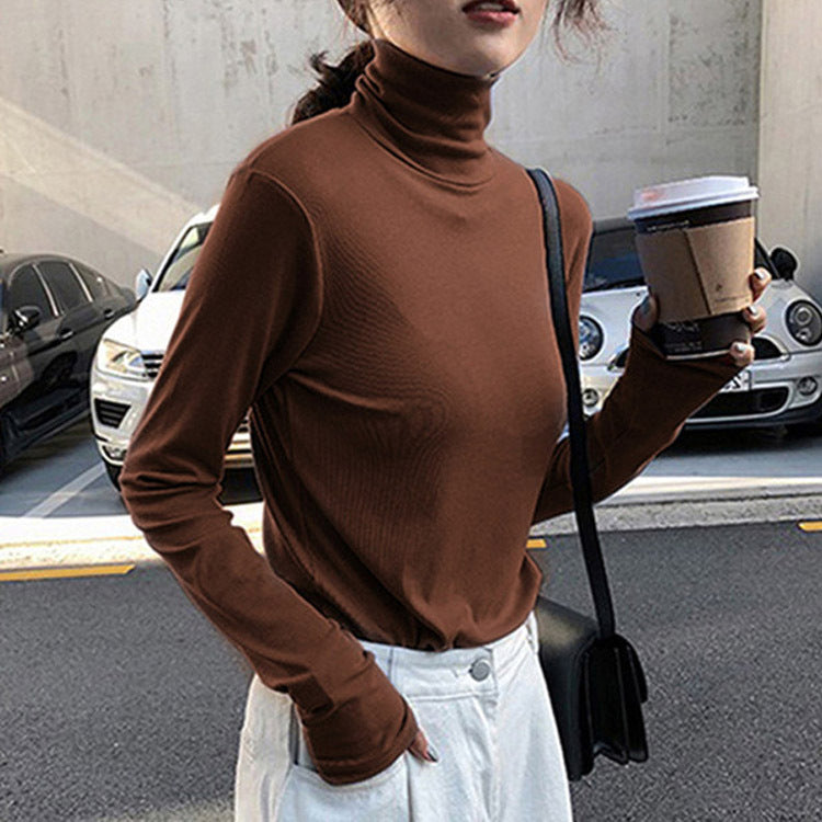 Dame Efterårs- Og Vintermode Trendy Koreansk Stil Underdelsskjorte