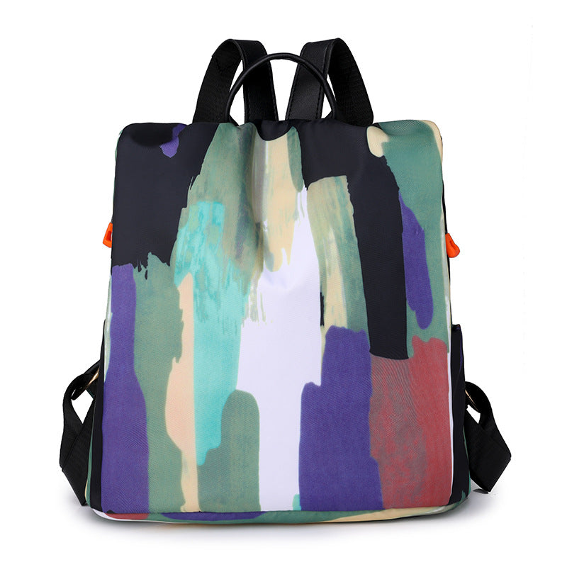 Solid Color Casual Ladies Backpack Oxford Cloth Backpack