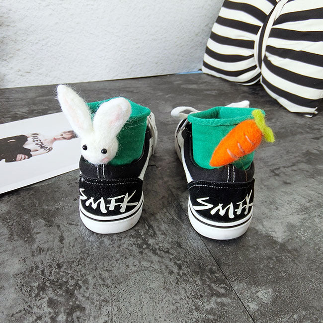 Personalized Rabbit Carrot Asymmetric Wool Felt Socks