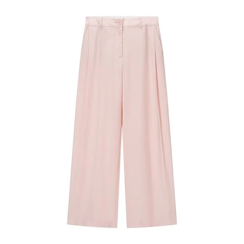 Women's Sleeveless Round-neck Short Vest High-waist Wide-leg Pants Set