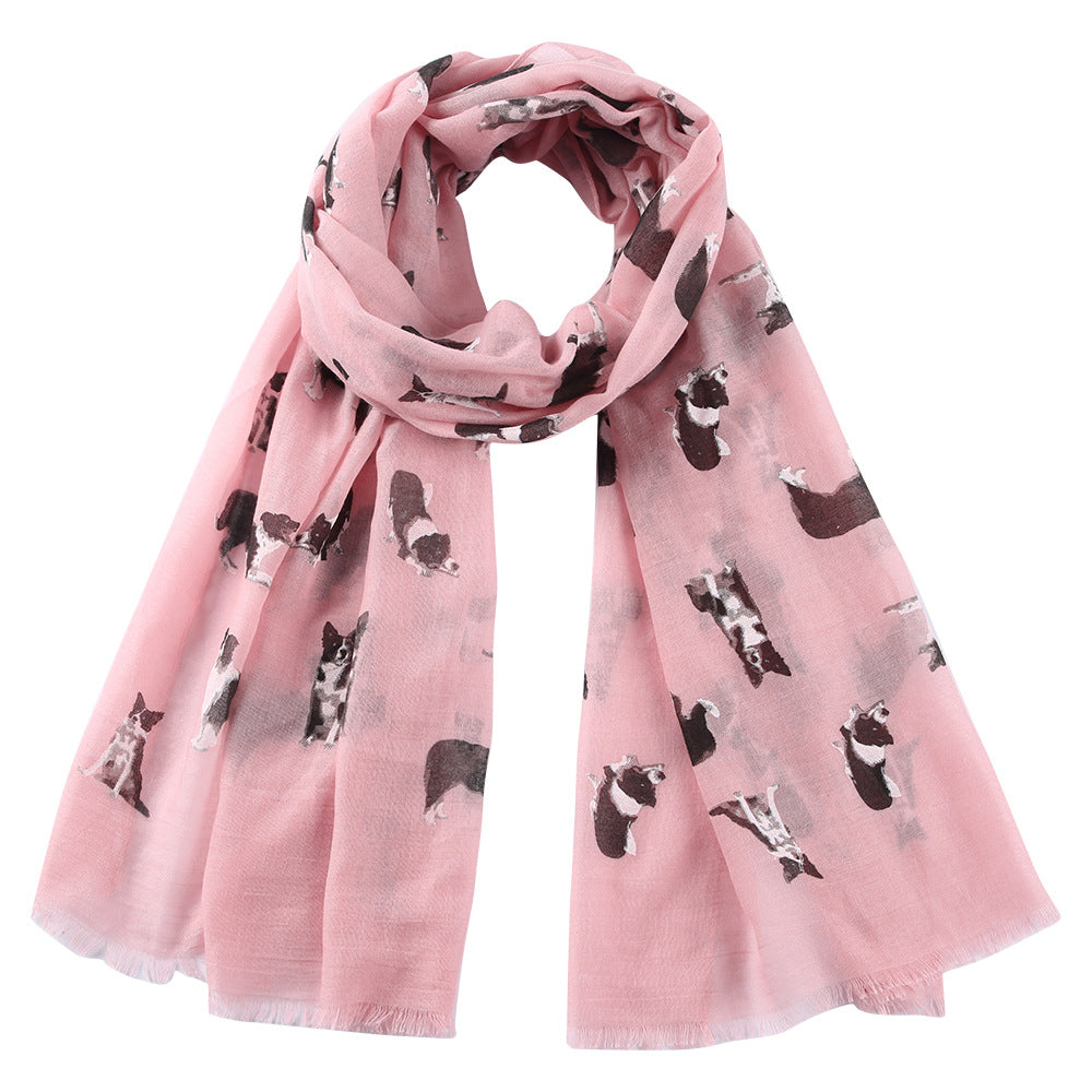Cute Dog Printed Scarf Women's Outdoor Sun Protection Scarf