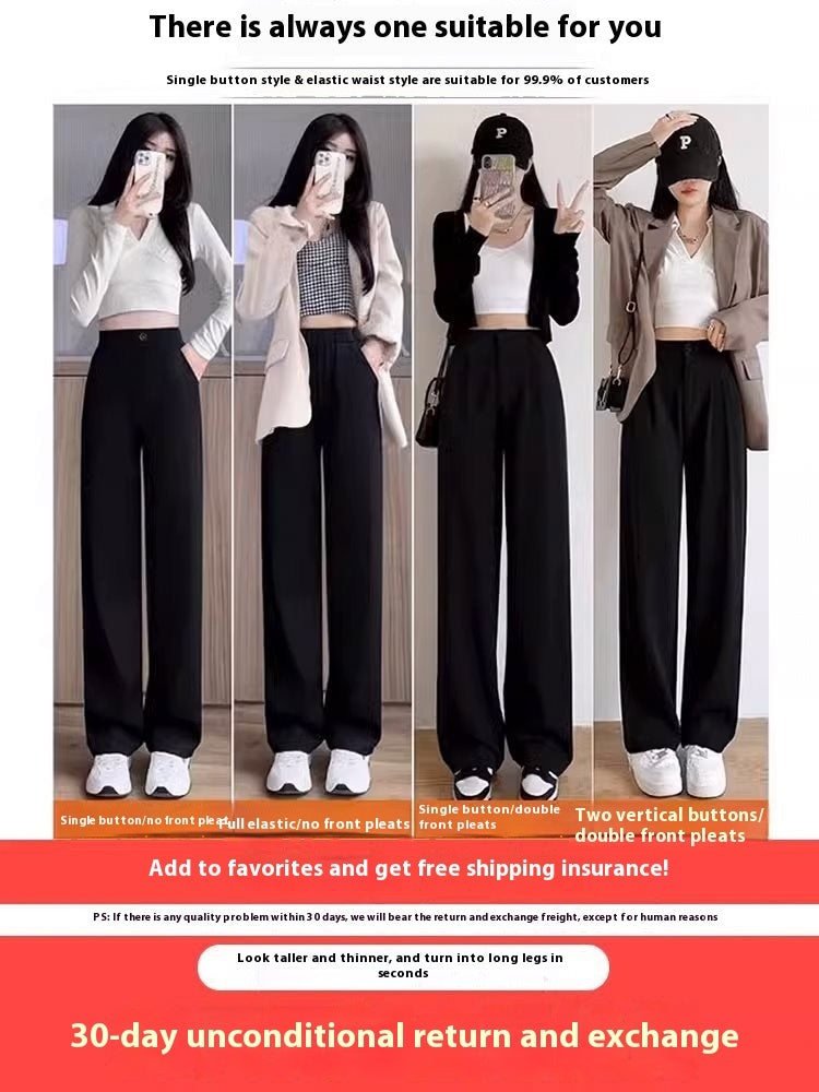 Black Suit Pants Women's Thin Drooping Straight Casual Pants