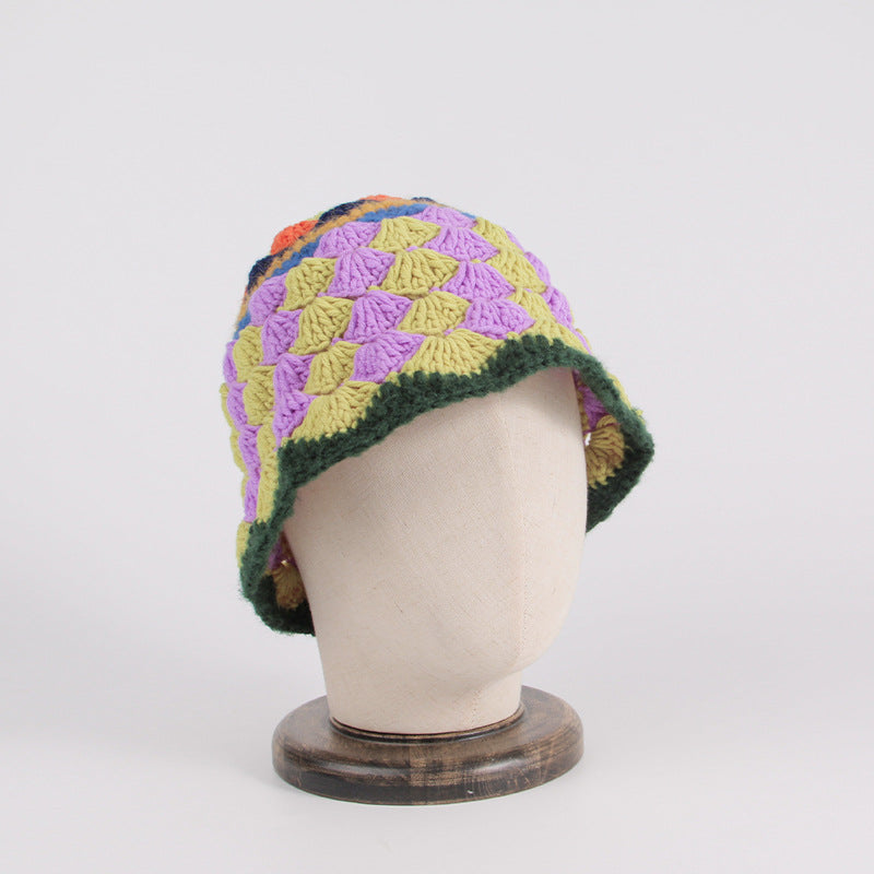 Women Outdoor Short Brim Windproof Wool Beanie