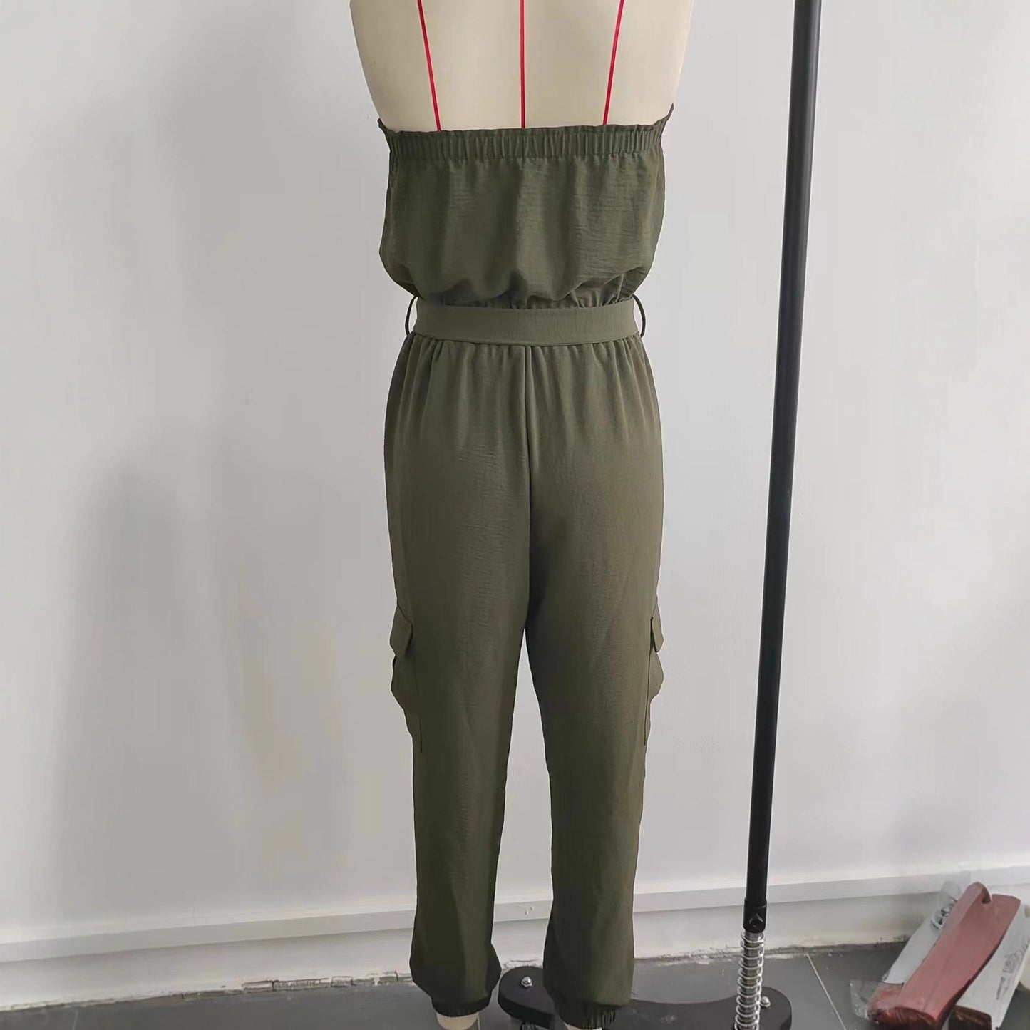 Strapless Pocketed Casual Jumpsuit For Women
