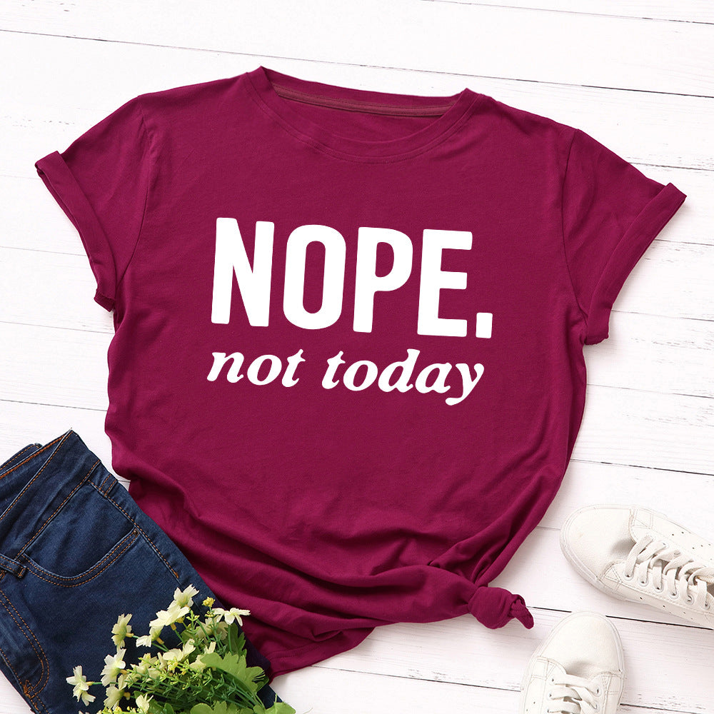 Women's Letter Loose Round Neck Short Sleeve T-Shirt