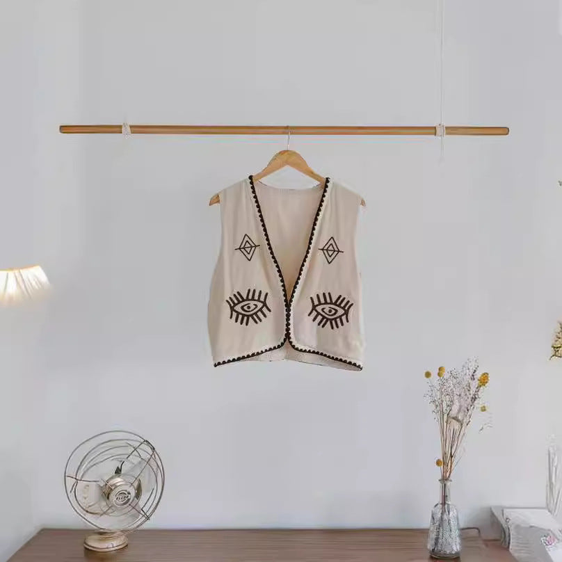 Sommer Broderi Vestjakke