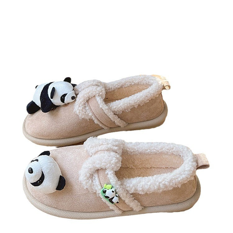 Cute Lamb Fleece-lined Thickened Cartoon Panda Cotton Shoes