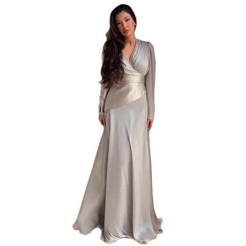 Womens Stylish Slim-fit Elegant Long-sleeve Dress