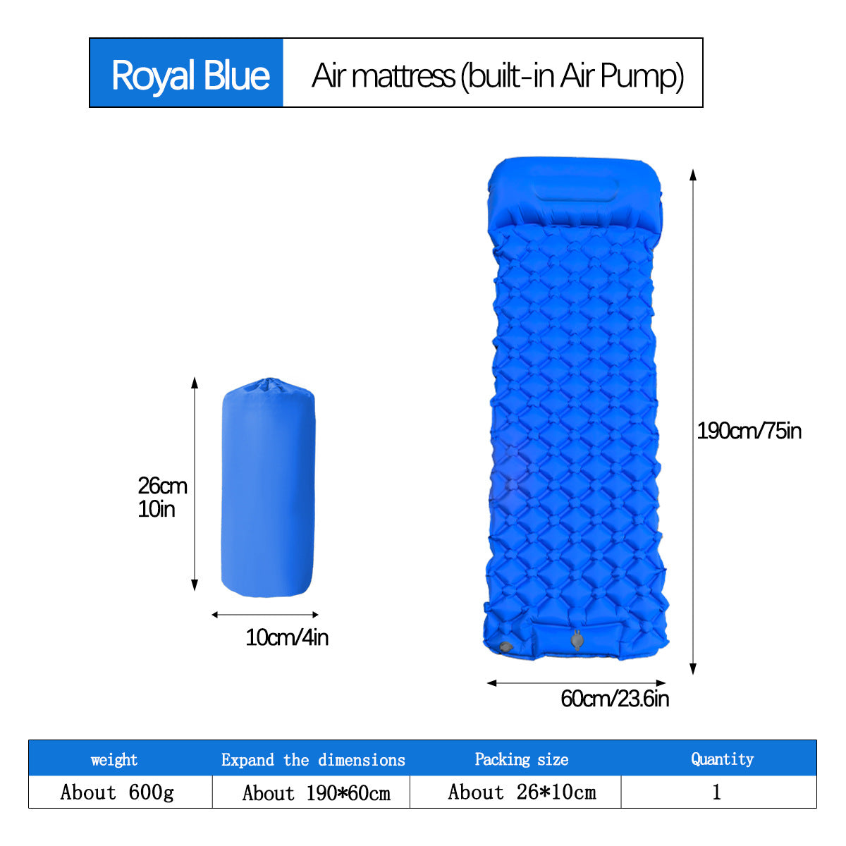 Outdoor Single Diamond TPU Inflatable Mattress