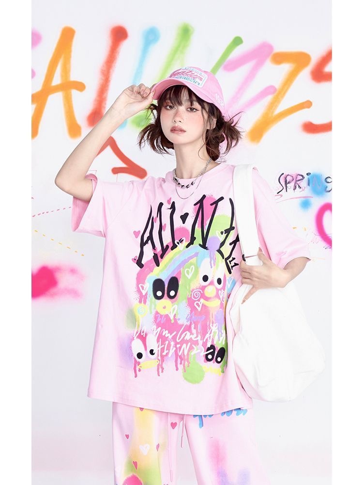 Graffiti Printing Street Hip-hop Creative Women's T-shirt