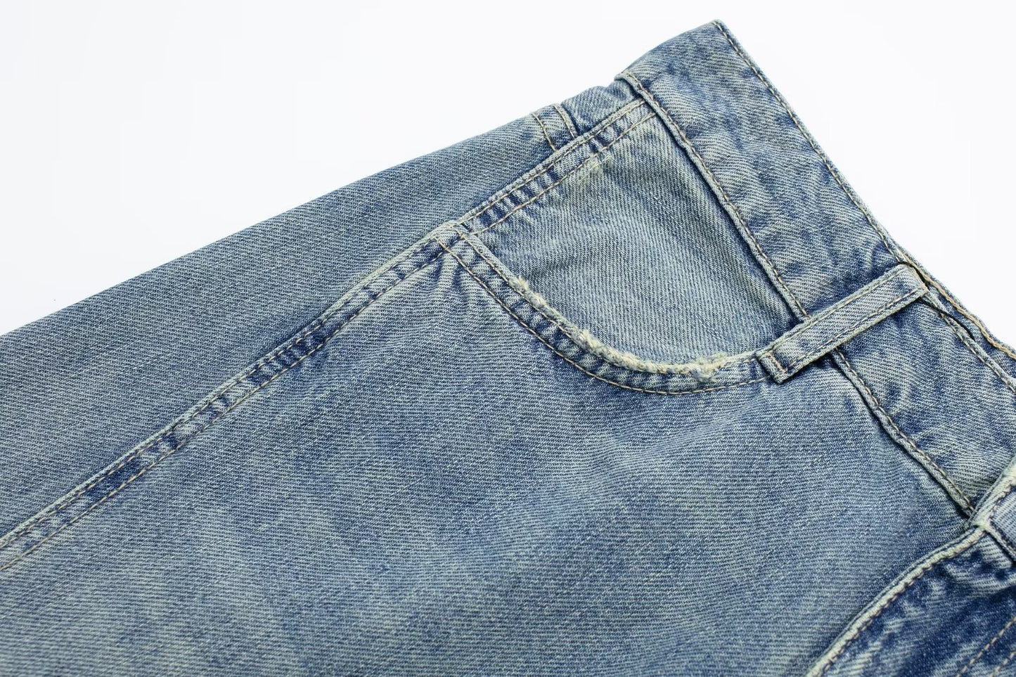 Pocket Overalls Mid-waist Denim Trousers