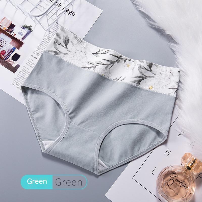 High Waist Pure Cotton Printed Large Size Girl's Underwear Seamless