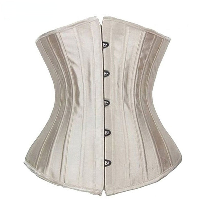 Steel Belly Belt Breast Support Court Corset Satin Fabric