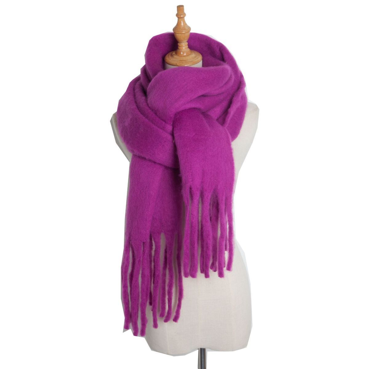 Mohair Twist Flet Plys Tørklæde til Kvinder Vinter Fortykket