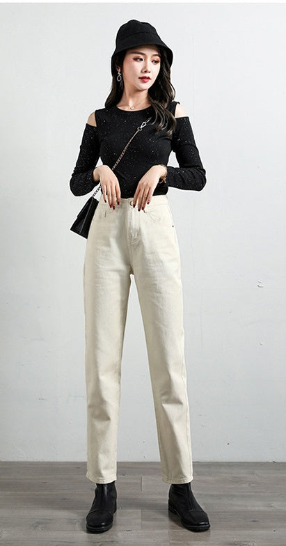 Korean Jeans Loose Harem Pants High Waist Radish Chic Pants Straight Retro Dad
