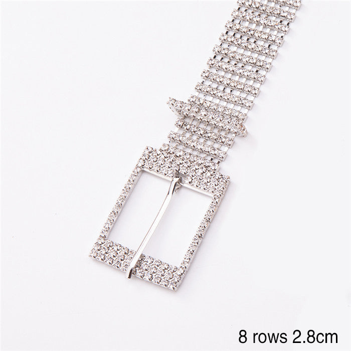 Women's Shiny Alloy Belt With Rhinestones