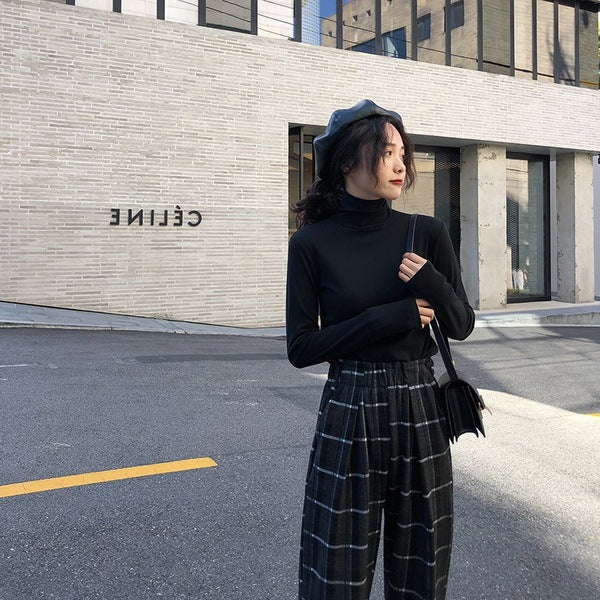 Dame Efterårs- Og Vintermode Trendy Koreansk Stil Underdelsskjorte