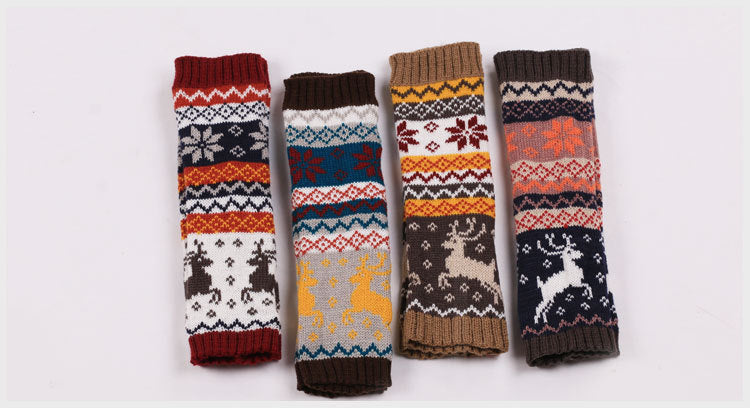 Ladies Woolen Knitted Cartoon Warm Christmas Gloves