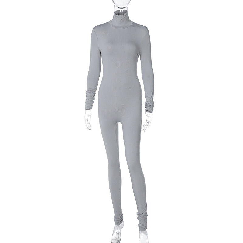 Ensfarvet Skinny Sports Fitness Jumpsuit
