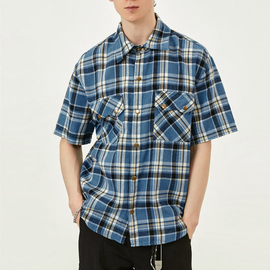 New Summer Design American-style Vintage Plaid Shirt