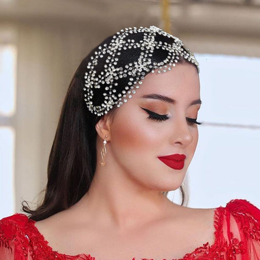 Brude Mesh Rhinestone Kors S-bøjning Håndlavet Diadem Form