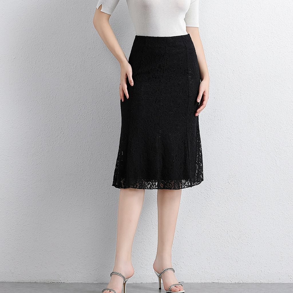 Vintage Lace Fishtail Sheath Skirt