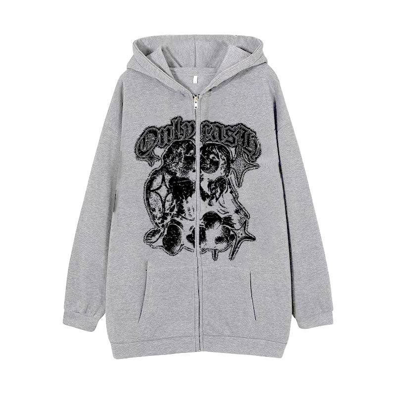 Women's Casual Hoodie Wings Angel Zipper Sweater